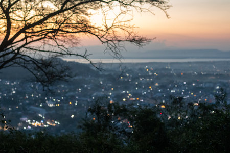 City Lights View at Sunset
