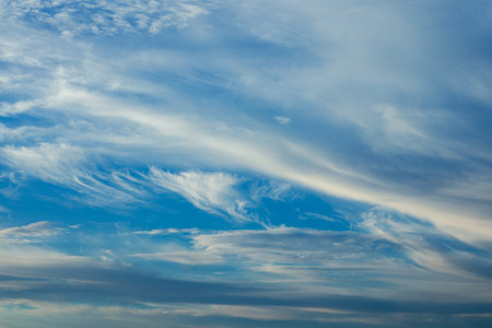 Cirrus Clouds Against Blue Skyの写真素材