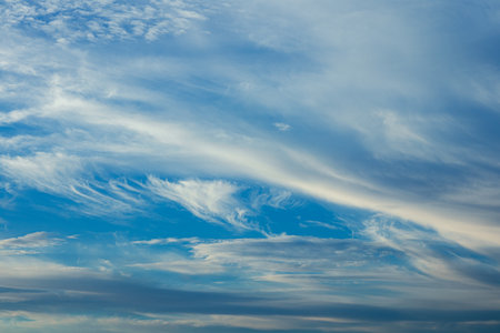 Cirrus Clouds Against Blue Skyの写真素材