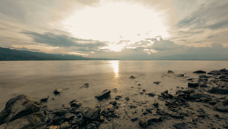Calm Ocean Coastline at Sunset