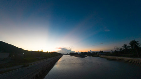 River View at Dusk in the Tropicsの写真素材