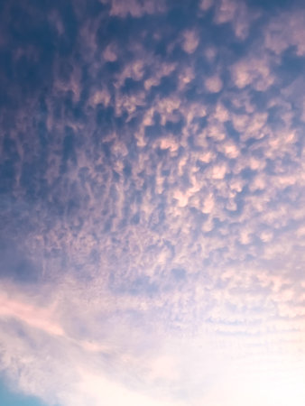 Scenic Mackerel Sky with Pink Sunset Huesの写真素材