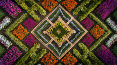 Geometric Garden With Colorful Flowersの素材