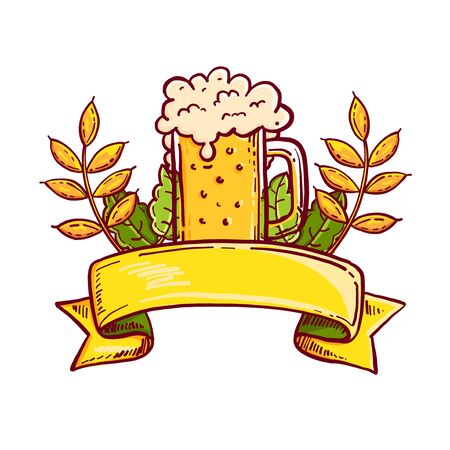 Octoberfest Banner Doodle. Vector Illustrationのイラスト素材