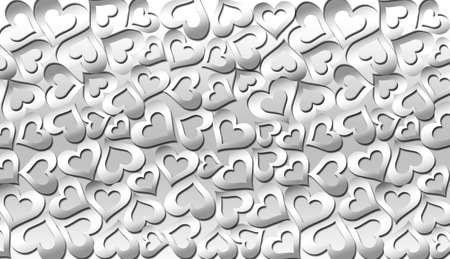 Gray paper hearts on background. Love and Valentine's day concept.の写真素材