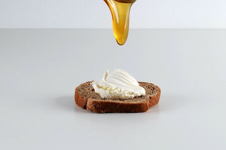 honey and cream on bread