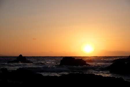 Sunrise and coastlineの写真素材