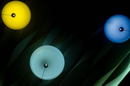 multi-colored lanterns under the ceilingの写真素材