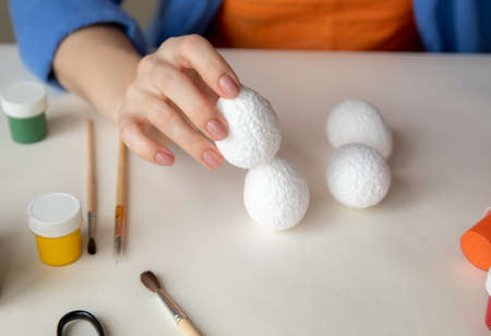 Preparing for Easter. Decorating - painting eggs. Hobby.の写真素材