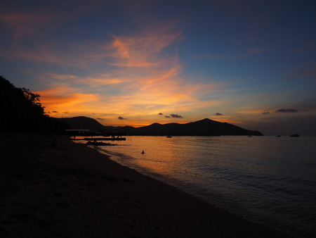 background sunset at sea shadow and soft lightの写真素材