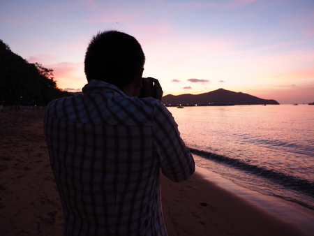 photography sunset sea shadowの写真素材