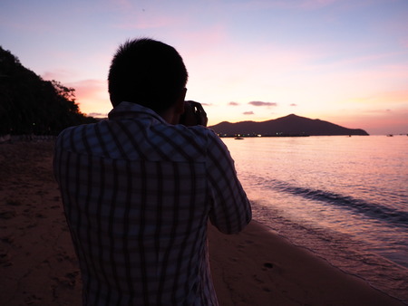 photography sunset sea shadowの写真素材