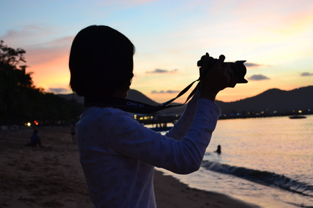photography sunset sea shadowの写真素材