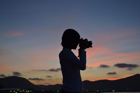photography sunset sea shadowの写真素材