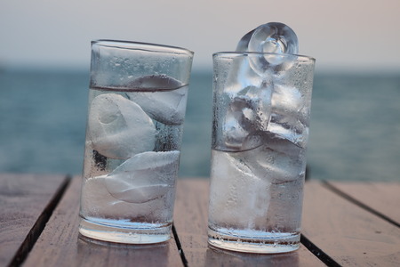 Glass of ice waterの写真素材