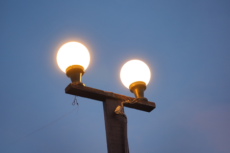 lamp outdoor at night blurの写真素材