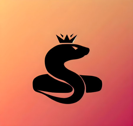 King snake icon in flat style. Snake vector illustration on gradient background.の素材