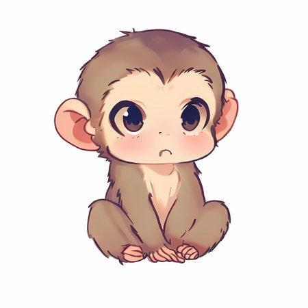 Cute cartoon monkey. Vector illustration isolated on a white background.の素材