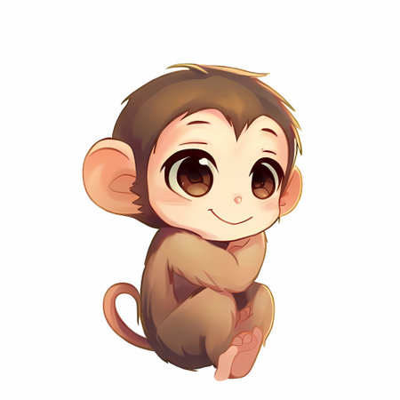 Cute cartoon monkey on a white background. Vector illustration for your designの素材