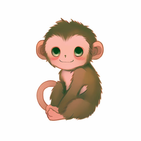 Cute cartoon monkey isolated on a white background.  generate by ai.の素材