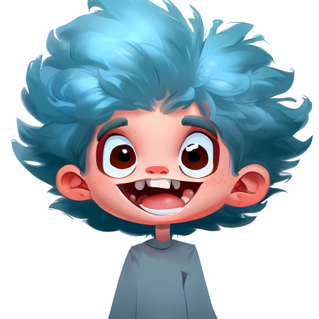 Vector illustration of Cartoon boy with blue hair isolated on white background , generate by ai .の素材