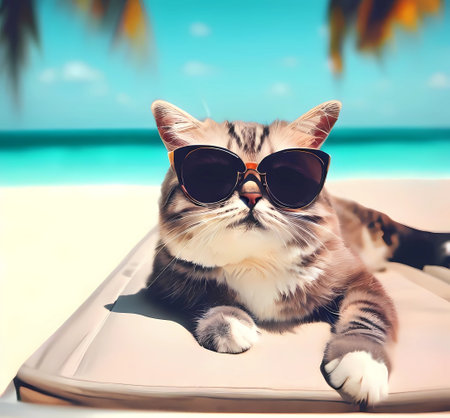 Beach Cat Cool  . generate by ai .の素材