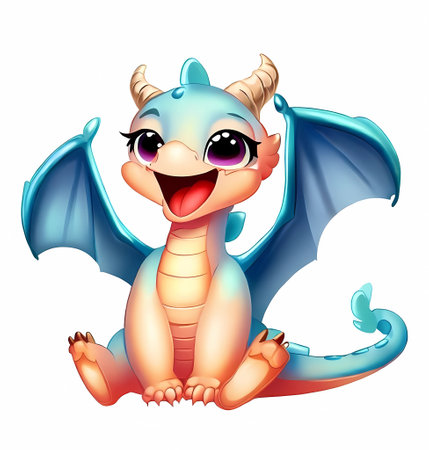 Cute and Joyful Dragon. generate by ai.の素材