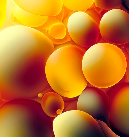 Wallpaper abstraction bubbles ( yellow , orange , red  ) , generate by ai.の素材
