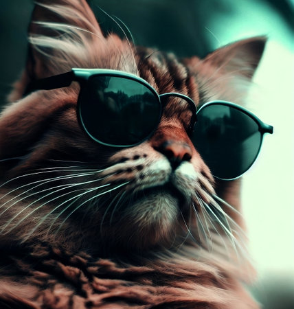 Cat  wear falconframes  sunglasses , generate by ai.の素材