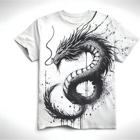 T-shirt design with dragon tattoo. T-shirt print.の素材