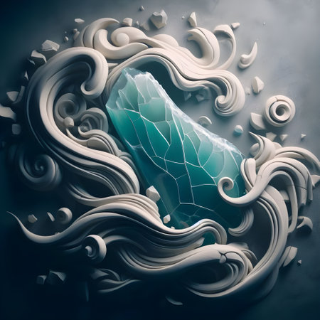 3d illustration of abstract background with waves and holes in the centerの素材