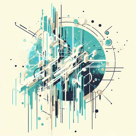 Abstract technological background with various technological elements. Vector illustration. Eps 10.の素材