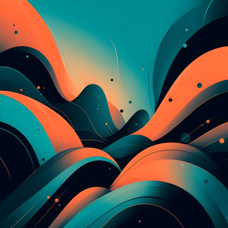 Abstract background with blue and orange wavy lines. Vector illustration.の素材