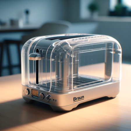 Modern toaster on the table in the kitchen. 3d renderingの素材