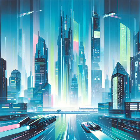 High-rise buildings on the background of the night city. Vector illustrationの素材