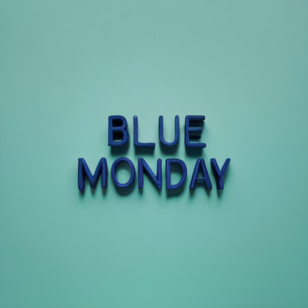 Blue 3d text of BUY MONDAY on blue backgroundの素材