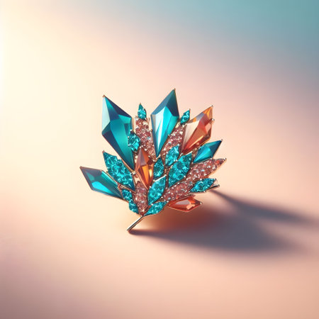 Turquoise brooch on a white background. 3d renderingの素材