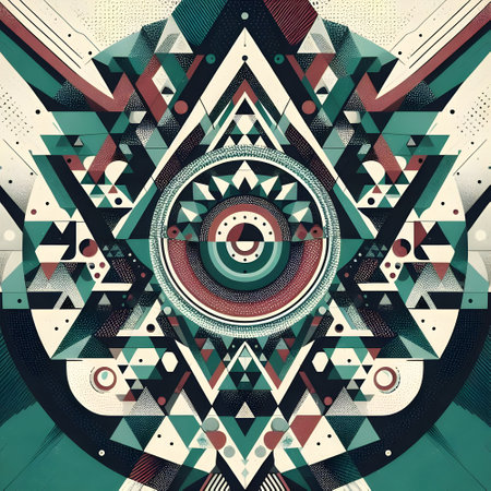 Abstract geometric background. Psychedelic kaleidoscope pattern with geometric shapes.の素材