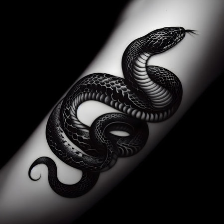 Black snake on a white background. 3d rendering, 3d illustration.の素材