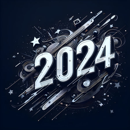 Happy New Year 2024. Greeting card, banner, poster.の素材