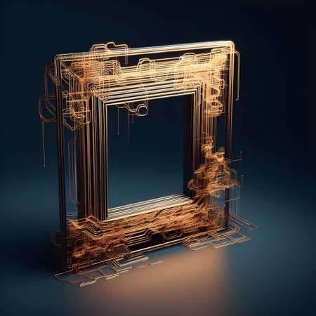 3d render of an abstract frame on a dark blue background.の素材