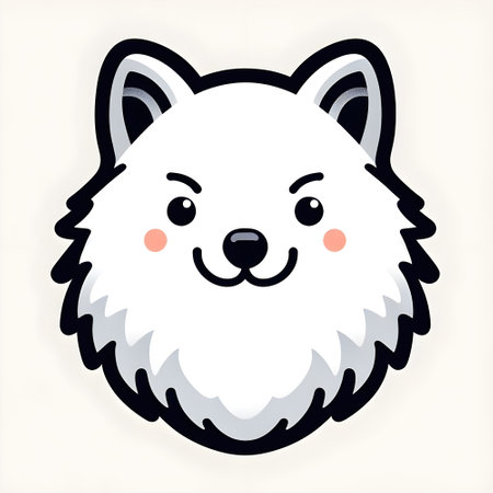 Cute kawaii dog face isolated on white background. Vector illustration.の素材