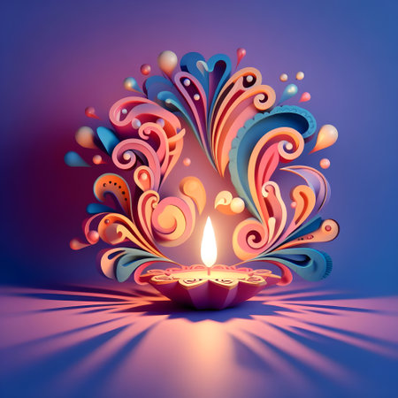 Abstract paper art the colorful light world of Diwali.の素材