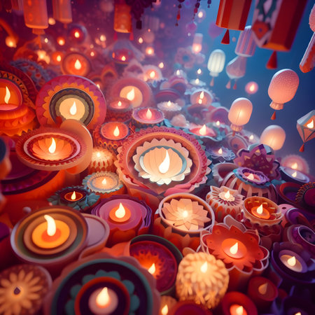 Abstract paper art the colorful light world of Diwali.の素材