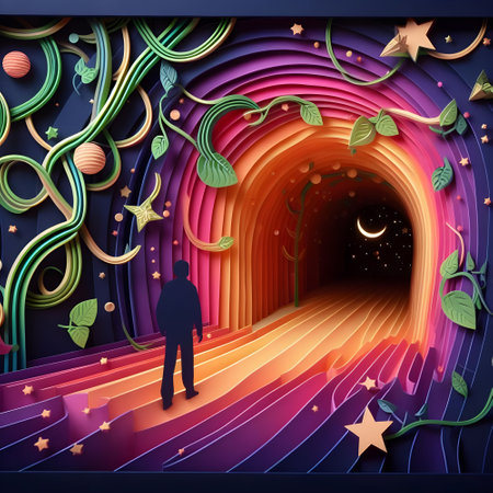 Multi dimensional brick cut craft, paper illustration.の素材