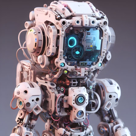 A  tiny cute translucent polycarbonate sci-fi robot.の素材