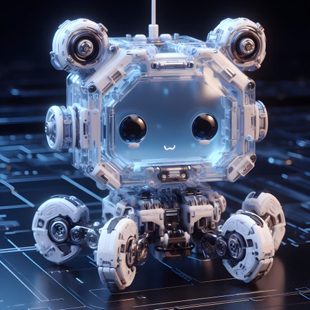 A  tiny cute translucent polycarbonate sci-fi robot.の素材