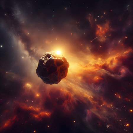 3d rendering of a planet in space surrounded by stars and nebula.の素材