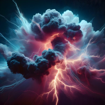Color Xray of a thunder storm, 3d render, photo, dark fantasy.の素材