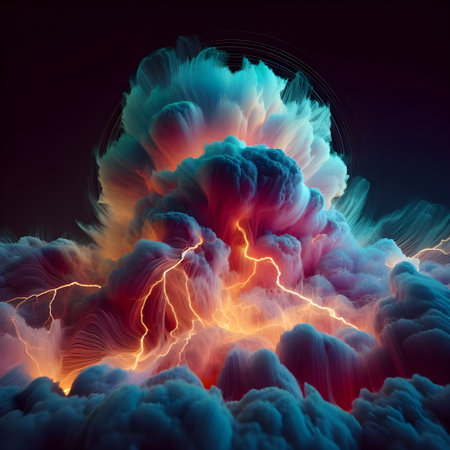 Color Xray of a thunder storm, 3d render, photo, dark fantasy.の素材